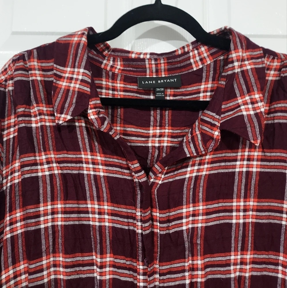 Lane Bryant No-Peek Button-Front Plaid Flannel Sh… - image 4
